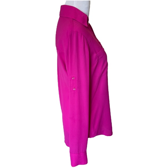 EXPRESS Button Front Fuchsia Pink Portofino Shirt / Size XS - Picture 3 of 7